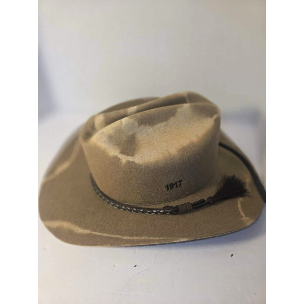 Stetson 1917 Tan Felt Western Cowboy Hat w/ Braided Band Tassel